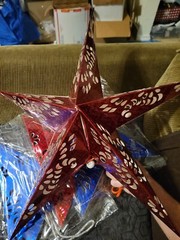 4 piece 30cm Hanging Paper Star Festival Lamp Pentagram Lanterns. 2 Blue, 2 Red.
