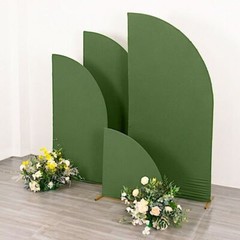 4 Matte OLIVE GREEN Fitted Spandex Half Moon Wedding Arch Backdrop STAND COVERS