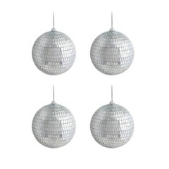 4 pcs 4″ Silver Glass Hanging Disco Mirror Balls Party Wedding Decorations SALE