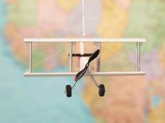 Hanging Airplane, Red White Black, Nursery Decor, Decorative wooden airplane