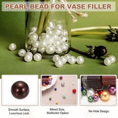 4/6/8/12/14mm Pearl Bead for Vase Filler, 600 Pcs Floating Beads, Brown