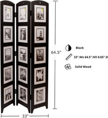 3-Panel Photo Collage Room Divider & Privacy Screen for Home & Office Decor