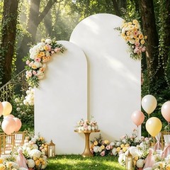 Arch Backdrop Stand and Cover Set 7.2FT/6FT, 7.2FT,6FT Gold Arches+White Covers