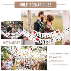 Just Married Car Decorations Kit – Floral Swag, Love Sign Banner, Bouquet & Deca