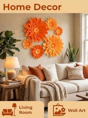 Paper Flower for Fall Autumn Thanksgiving Anniversary Birthday Wedding Orange