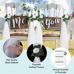 WGXX 24 Set Large Pew Decorations for Weddings 31.5″ 31.5inch, Gardenia