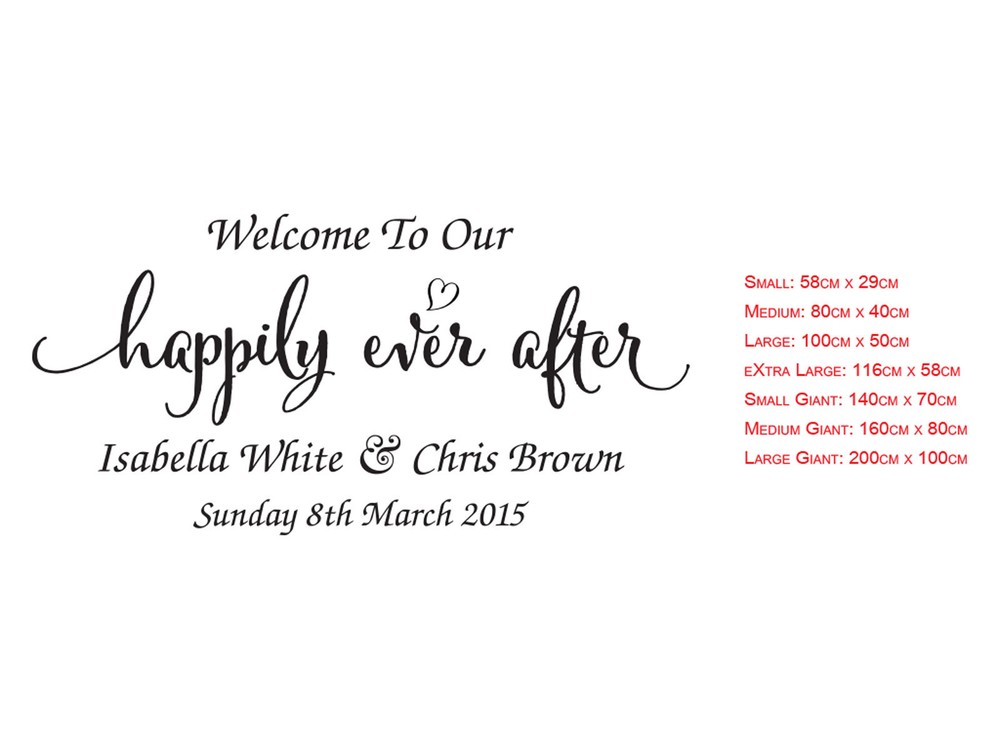 Wedding Sign Decal Happily Ever After Welcome Sticker | Mirror Wall Vinyl