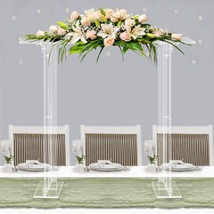 Modern Clear Acrylic Rectangular Flower Stand Wedding Centerpiece for Party