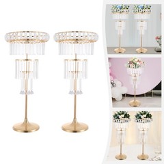 2PCS Wedding Flower Stand, 4 Tiers Flower Stand, Gold Wedding Centerpieces Stand