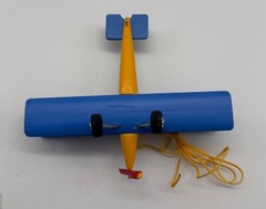 Hanging Airplane, Blue Yellow, Nursery Decor, Decorative Wooden Airplane