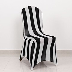 Black White Striped Premium Spandex Stretchable Banquet CHAIR COVER Party Events
