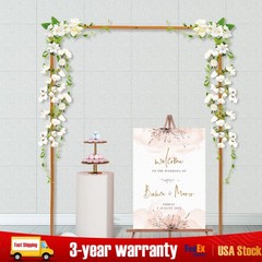 Wedding Arch Rack Rectangular Flower Decor Frame Stand Gold Metal Party Backdrop