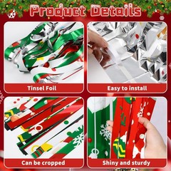 Panelee Christmas Decorations Tinsel Foil Fringe Curtain with Tape Christmas …