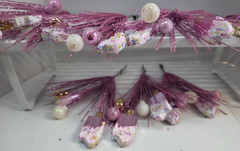 Pink Glitter Christmas Tree Picks Ice Cream Bars & Ornaments Alligator Clips