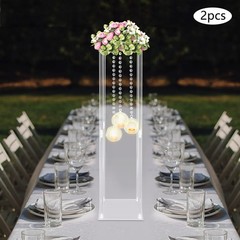 2Pcs Wedding Centerpieces Stand Wedding Flower Stand w/ Hanging Candle Holders