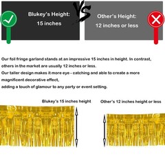 Blukey 10 Feet Long Roll Foil Fringe Garland – Pack of 3 3 (30ft), Gold