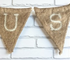 Primitives by Kathy New Just Hitched Rustic Wedding Hanging Burlap Banner 6 ft