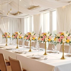 VEVOR 16 PCS Wedding Flower Vase 15in Tall Crystal Table Centerpieces Gold