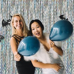 2 Pack Silver Backdrop Curtain Tinsel Streamers Sparkle Metallic Wavy Foil Fr…