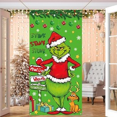 Vohado Green Christmas Door Cover Welcome Birthday Party Decorations Winter H…