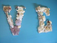 Beach Decor Handmade Shell Letters LOVE – Multicolor Shell Letters – Wooden