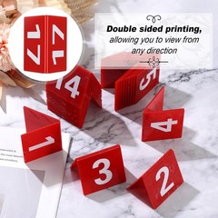 Tuanse Table Numbers 1-25 Acrylic Double 2.5 x 2.17 x 2 inches, Red, White