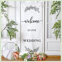 Yousoontic Welcome to Our Wedding Linen Rustic Wedding Welcome Banner Plain C…