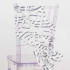 5 WHITE BLACK Wave Mesh Embroidered Sequins CHAIR SASHES Party Events