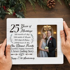25th Anniversary Picture Frame Gifts for Couple, Silver Wedding Anniversary f…