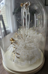 50th Wedding Anniversary Cake Topper White Gold w/ Glass Heart – new