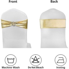 Gold Chair Sashes Stretch Fit Spandex Wedding Banquet Party Decoration 50 Pack