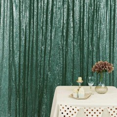 HUNTER GREEN 8 ft x 8 ft Sequined Backdrop Curtain Party PhotoBooth Decorations