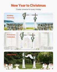 21ft White Artificial Arch Kit: 2 Sheer Drapes + 2 Realistic Silk Flower Sets