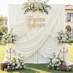 20ft x 12ft Wrinkle Free Ivory Backdrop Curtains for Parties, Ivory Photo Backdr