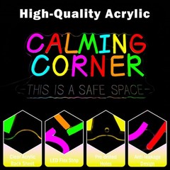 hhuohuona Calming Corner Neon Signs for Wall Decor Dimmable Safe Space Led Si…