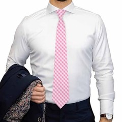 Abstract Necktie for Men Black Novelty Neckties accessories 8cm Pink Gingham