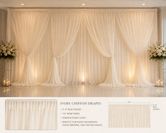 115″ x 120″ IVORY Chiffon Curtains Drapes Panel for Event Decor Backdrop Draping