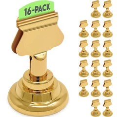 Table Number Holders (16pc) Premium Gold Metal Place Card 16 Pack,