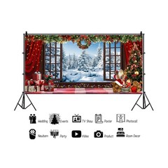 20x10ft Christmas Window Backdrop for Photography Winter Wonderland Snow Moun…
