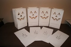 8 White Luminary Bags Snowflake LED Candle Christmas Halloween Jack O Lantern
