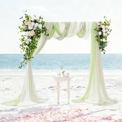 Wedding Arch Draping Fabric 26.2 x 2.5FT Green Rose Artificial Flower Decor