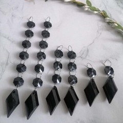 30pcs Black Buttons Pendant Acrylic Octagon Bead Chain Garland Chandelier Party