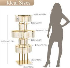 5-Tier Crystal Gold Vase for Centerpiece – Large Wedding Decor Flower Stand | Me