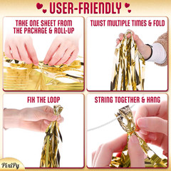 Wedding Decorations Set (Gold), Bridal Shower Decoration w/ Just Married Banner,