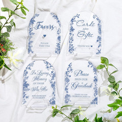 4 Pcs Flower Acrylic Wedding Signs for Ceremony and Reception Guest Wedding Car
