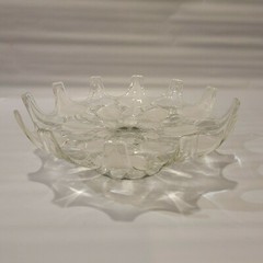 Pedestal Footed Cake Plate Stand Floral Crown Beautiful Base Glass