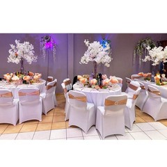 100PCS Stretch Wedding rose gold Chair sashes with Buckle Slider Sashes Bow D…
