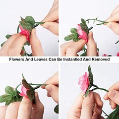 8Pcs 66FT Pink Flower Garland, Blue and White Artificial Rose Pink&blue-8pcs