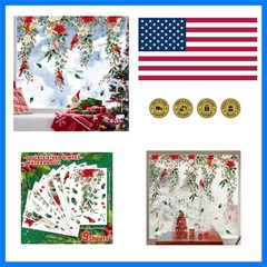 9 Sheets Christmas Floral Window Cling Stickers Hanging Poinsettia Flowers Eu…