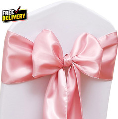 50 Pack Dusty Pink Chair Sashes Satin Bows for Wedding Party Decor Ribbons